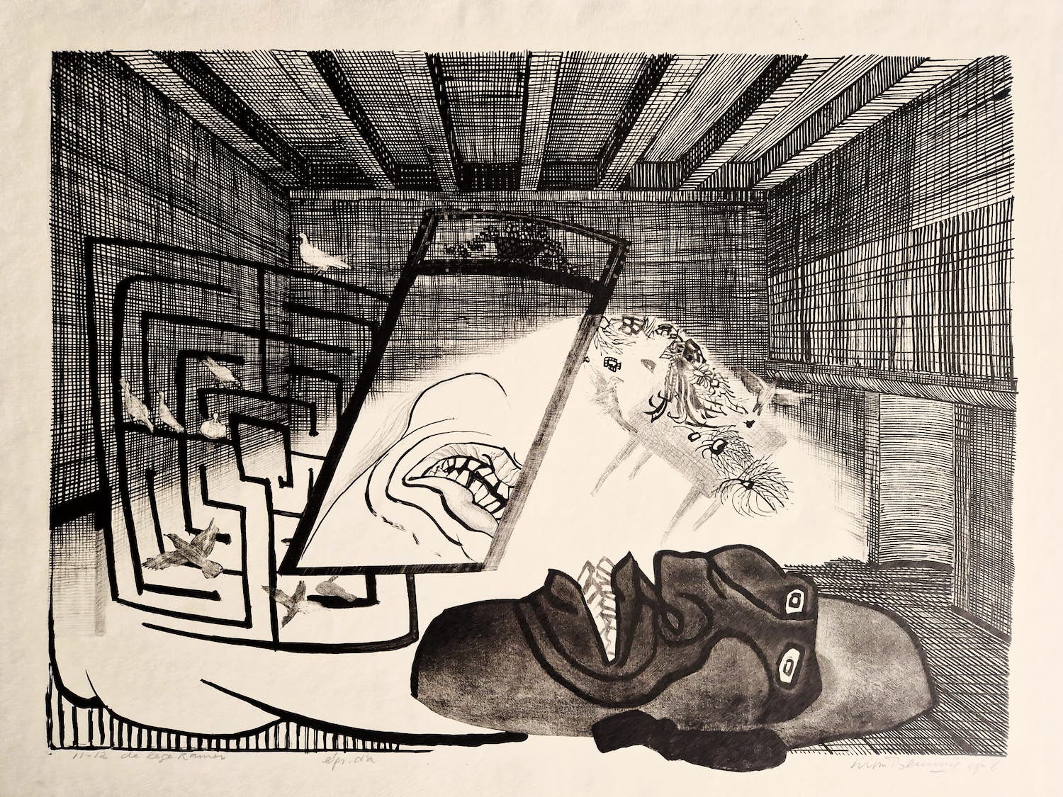 Wim Beuning - TWEE (2) Grote E.A. Litho's "de lege kamer & de Goden" - zeer kleine oplage (14) kopen? Bied vanaf 26!