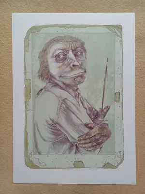 Reiner Schwarz - 'Ikzelf als schilderende aap', litho kopen? Bied vanaf 49!