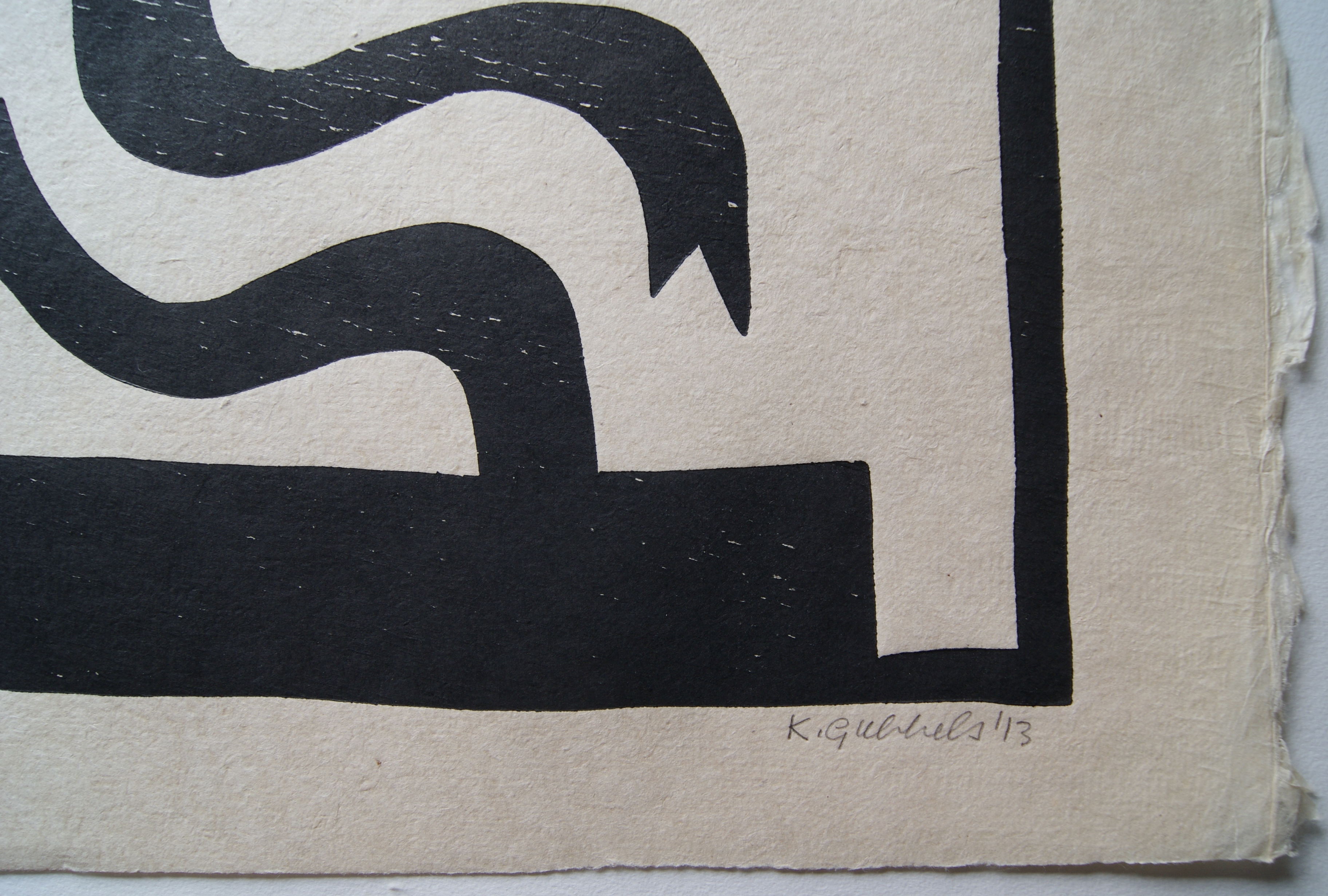 Klaas Gubbels - houtdruk 'Naar elkaar' - 2013 kopen? Bied vanaf 325!