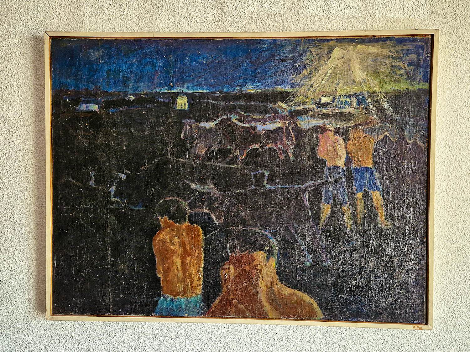 Jan Groenestein - Groot expressionistisch olieverf - "verblindend licht / nachtlandschap" 1960 verkocht voor € 126!