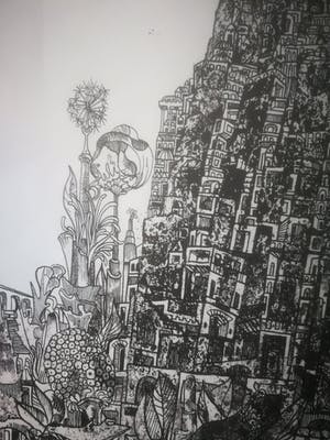 Jan Bernard Meinen - Grote pentekening. Stad. kopen? Bied vanaf 50!