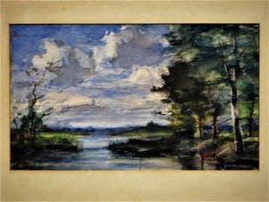 Niet of onleesbaar gesigneerd - Omstreeks 1930 geschilderd impressionistisch rivier landschap gesigneerd kopen? Bied vanaf 1!