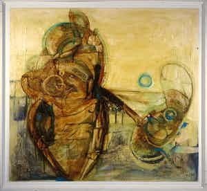 Jack Harden - Gemengde techniek op board, Vlucht naar bevrijding - Ingelijst (Zeer Groot) verkocht voor € 50!