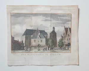Isaac Tirion - Workum Marktplein D. de Jong Oude Gravure 1782 kopen? Bied vanaf 30!