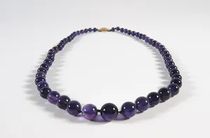 Amethist collier met 14 kt. witgouden ring bezet met diamant en amethist kopen? Bied vanaf 300!