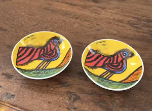 Corneille - 2 schaaltjes en hoge blikken trommel, gesigneerd in de druk kopen? Bied vanaf 25!