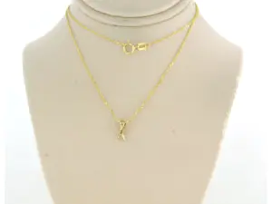 14k gouden collier met solitair hanger met bolsjewiek  geslepen diamant - 45cm kopen? Bied vanaf 170!