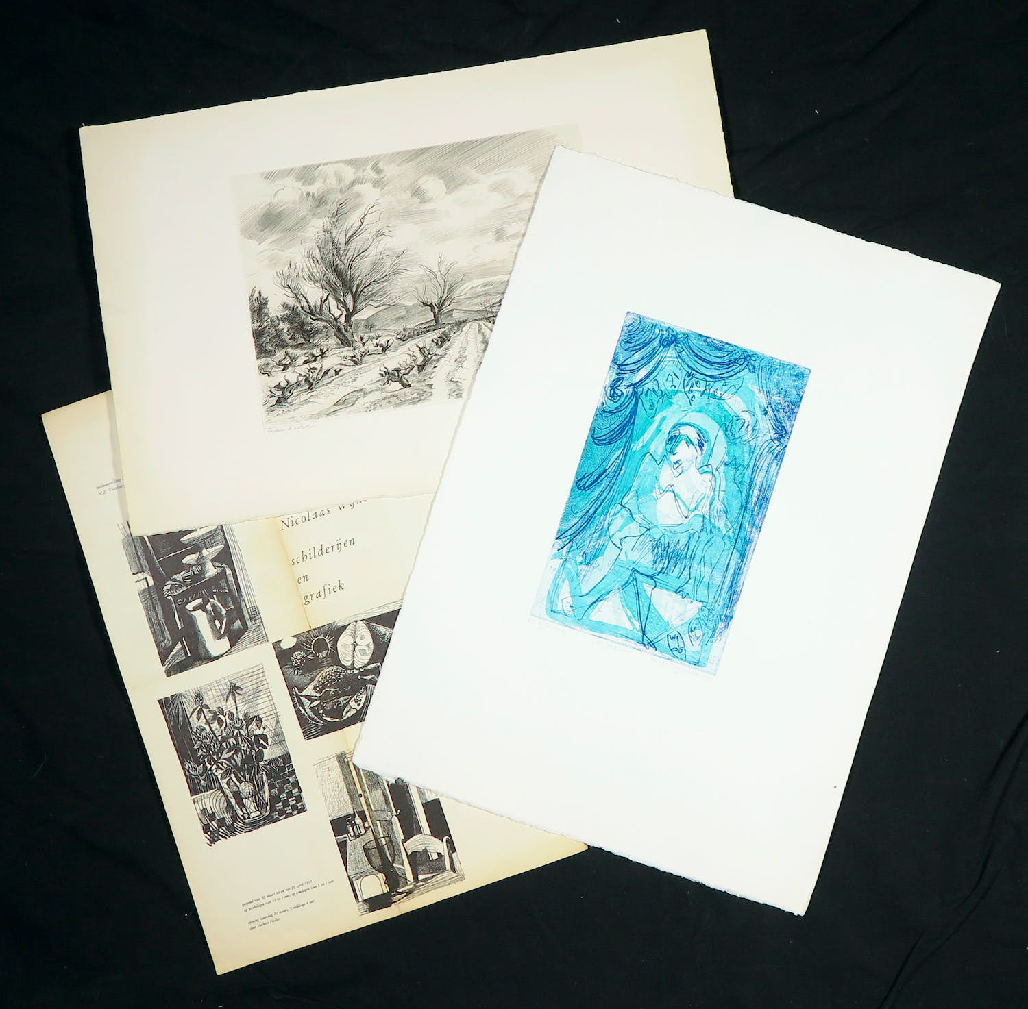 Nicolaas Wijnberg - Rene Cottet en Maria van Duijnhoven, Lot van drie werken verkocht voor € 1!