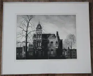 Wim Bettenhausen - Ingelijste ets: Wintersfeer in Statenkwartier - 1982 kopen? Bied vanaf 225!