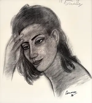 Corneille - houtskool tekening - La Rêveuse (1994) kopen? Bied vanaf 3500!