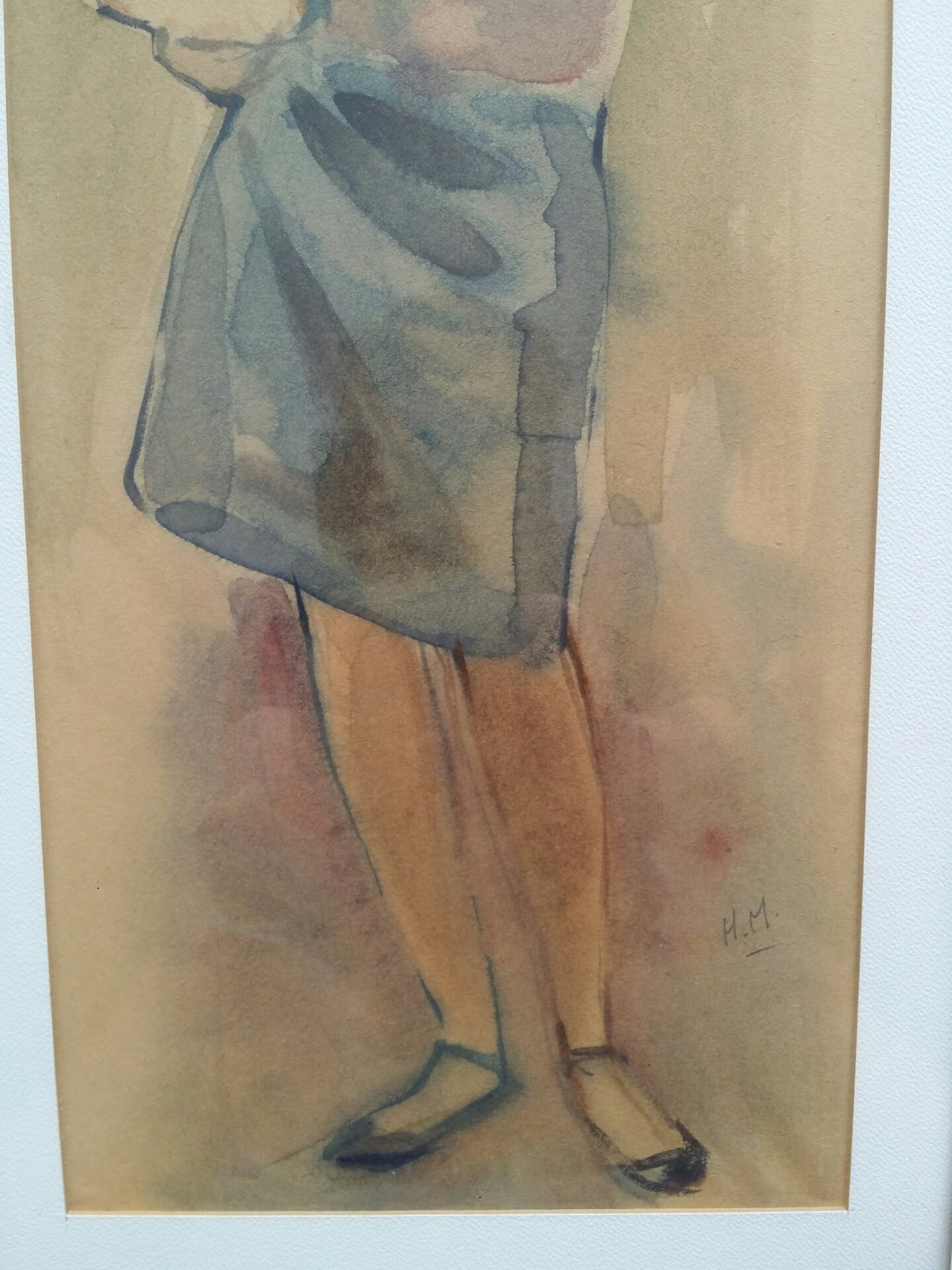 Harry Maas - Jonge dame. Aquarel. Initialen. kopen? Bied vanaf 95!