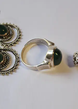 Set zilveren sieraden  met malachiet kopen? Bied vanaf 125!