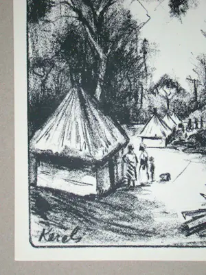 Henri Kerels - Dorp Katanga - 1932 - Originele lithografie - Gesigneerd kopen? Bied vanaf 100!