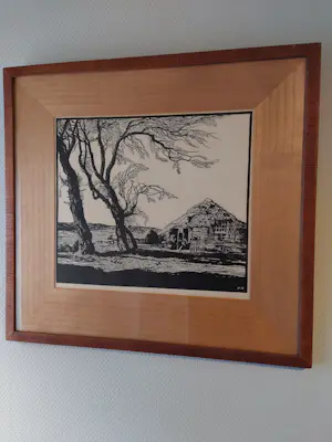 Piet Rackwitsz - Ets boerderij, landschap,Piet Rackwitsz kopen? Bied vanaf 20!