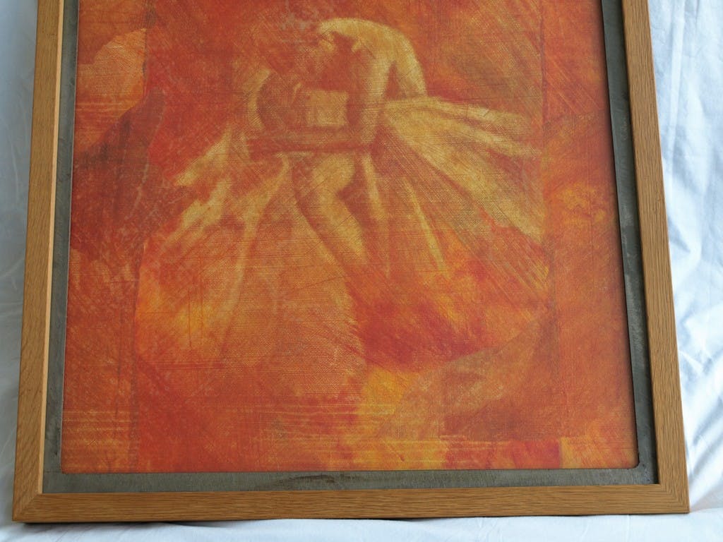 Niet of onleesbaar gesigneerd - Onbekende techniek , Vrouw in oranje, Ballet ?– 54 x 54 cm  kopen? Bied vanaf 50!