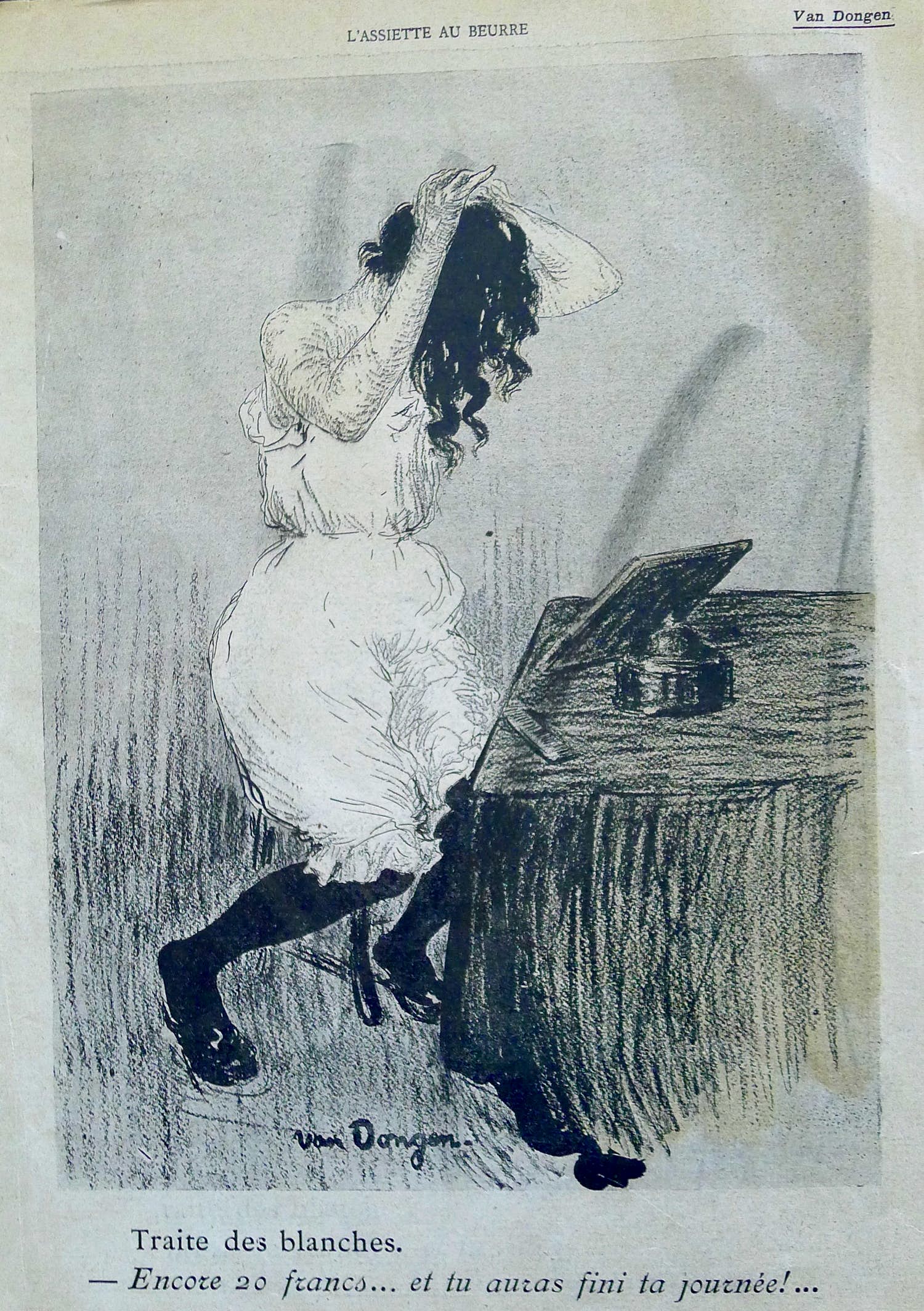 Kees van Dongen - Traîte des blanches,lithografie in/uit l'assiette au beurre kopen? Bied vanaf 50!