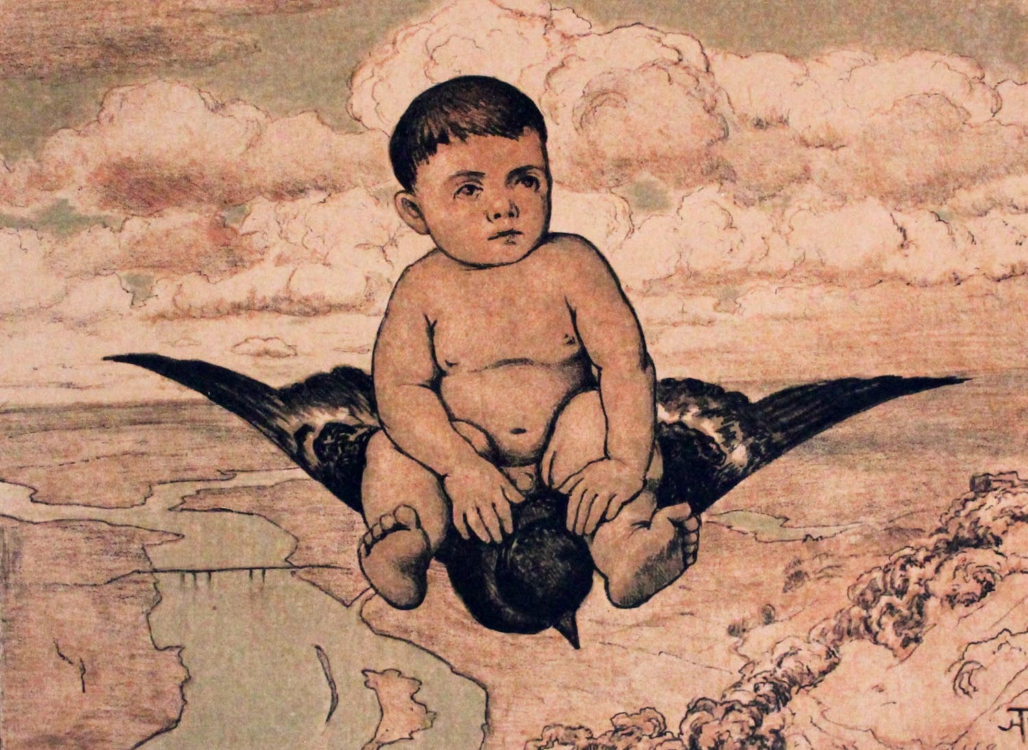 Hans Thoma - Litho: Amor op vogel - 1897 kopen? Bied vanaf 149!