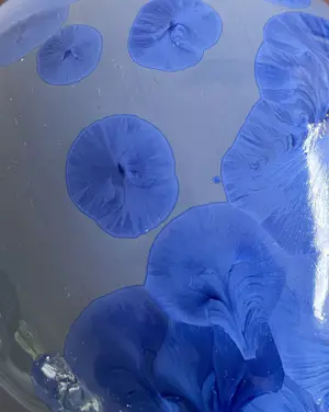 Willy van Bussel - Twee porseleinen flesvazen uitgevoerd in blauw kristallijn glazuur kopen? Bied vanaf 375!