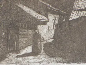 Johannes Graadt van Roggen - Straatje te Veere - Ets kopen? Bied vanaf 90!