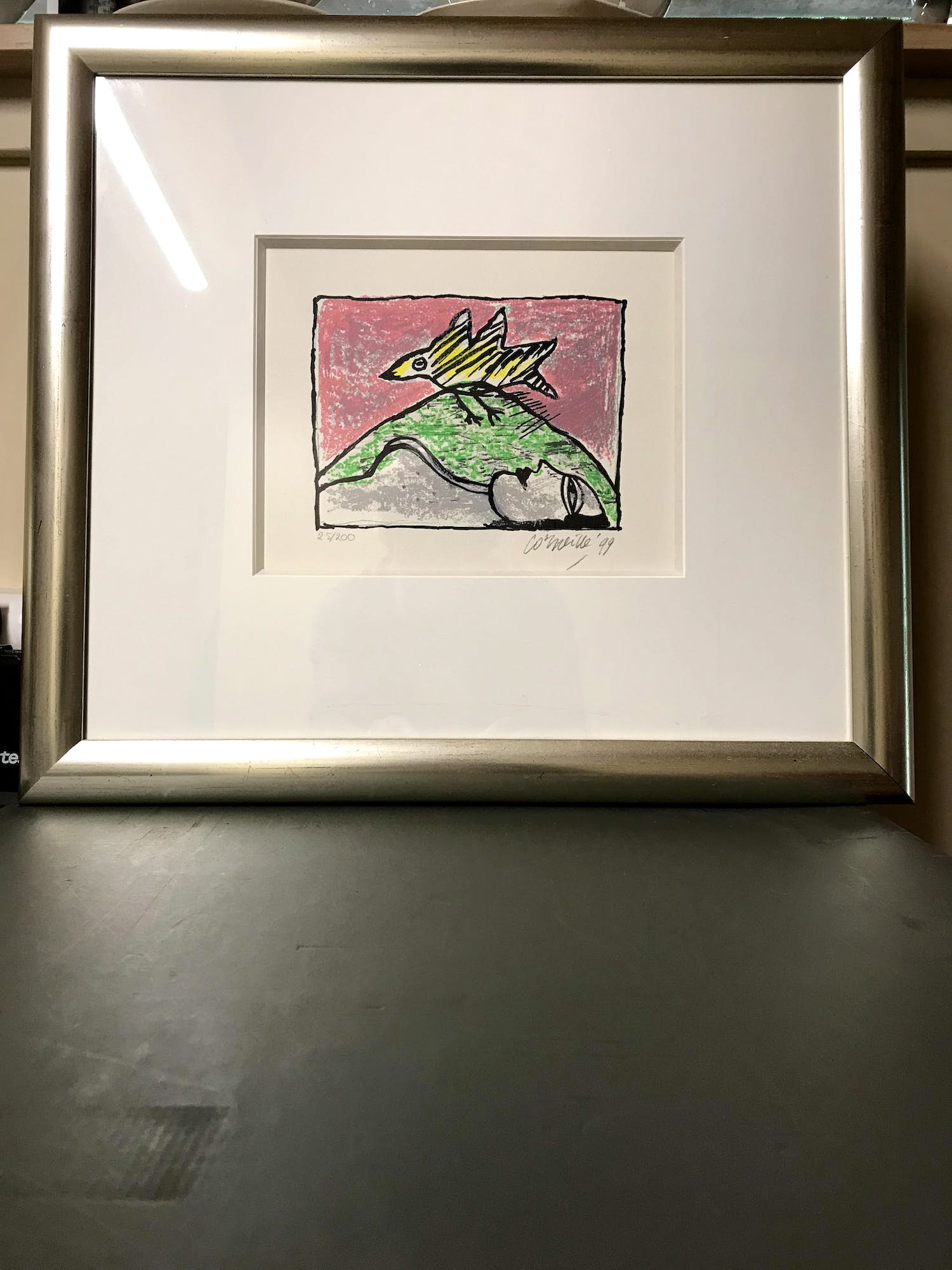 Corneille - oiseau sur la montagne (mooi ingelijst) verkocht voor € 150!