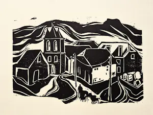 Hans Vleugels - in 1968 gemaakte houtsnede "landschap Ardeche Frankrijk" gesigneerd kopen? Bied vanaf 38!