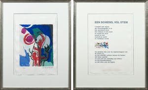 Corneille - en Bert Schierbeek - Zeefdruk en passage uit Een schedel vol stem - Ingelijst kopen? Bied vanaf 120!