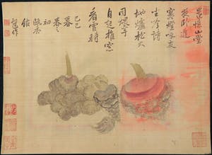 Niet of onleesbaar gesigneerd - Waterverf op zijde, Lot van twee penseeltekeningen kopen? Bied vanaf 1!