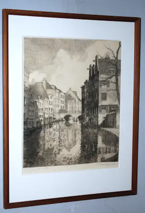 Willem van Leusden - Utrecht, bij Flora's hof - ets, genummerde proefdruk kopen? Bied vanaf 100!