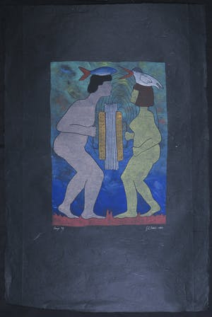 Geertje Briels - Houtdruk op geschept papier, Tango kopen? Bied vanaf 35!