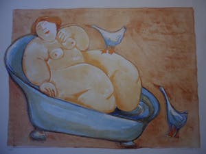 Ada Breedveld - Zeefdruk. Titel, "Visiting Time" . kopen? Bied vanaf 50!