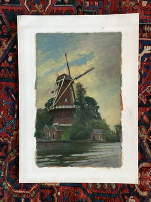 Willem Fekken - C4925-8 dubbelzijdig, Dorpsgezicht / Molen kopen? Bied vanaf 150!