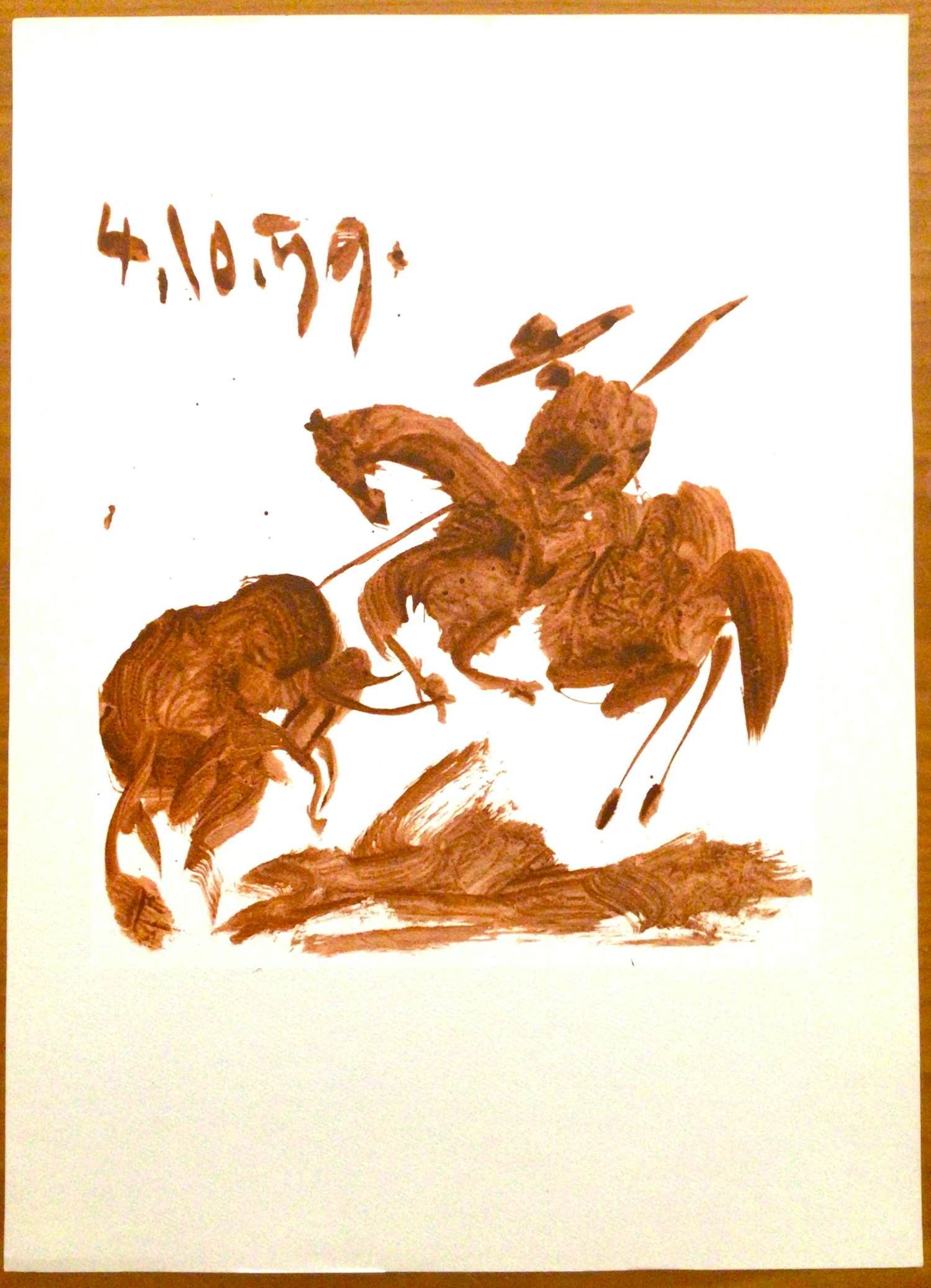 Pablo Picasso - Litho - 1959 - Uit serie "Toros y Toreros" - Oplage 150 ex. - Perfecte conditie verkocht voor € 110!