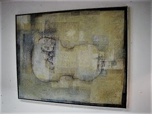 Caveto - Jan Dohmen (Bladel 1923-) GROOT olieverf op doek - Cello of Viool - gesigneerd kopen? Bied vanaf 1!