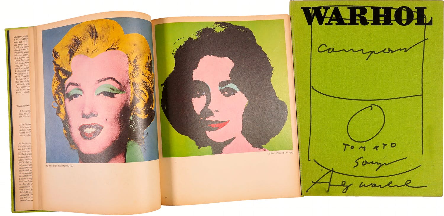 Andy Warhol - Gesigneerd boek met tekening, 1st Catalogue raisonné verkocht voor € 1!