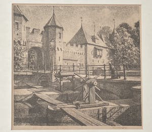 Dirk Harting - 1x Westsingel Amersfoort + 1x Koppelpoort Amersfoort (onleesbaar gesigneerd) kopen? Bied vanaf 1!