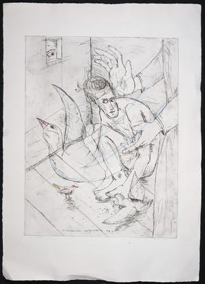 Henk Visch - Handgekleurde ets, De onmiddellijke confrontatie met kopen? Bied vanaf 1!