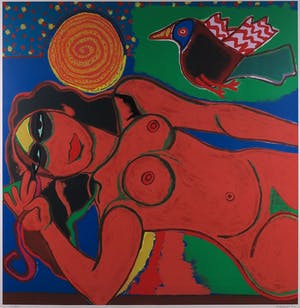 Corneille - Zeefdruk, Femme à l'oiseau - Ingelijst (Zeer groot) kopen? Bied vanaf 700!
