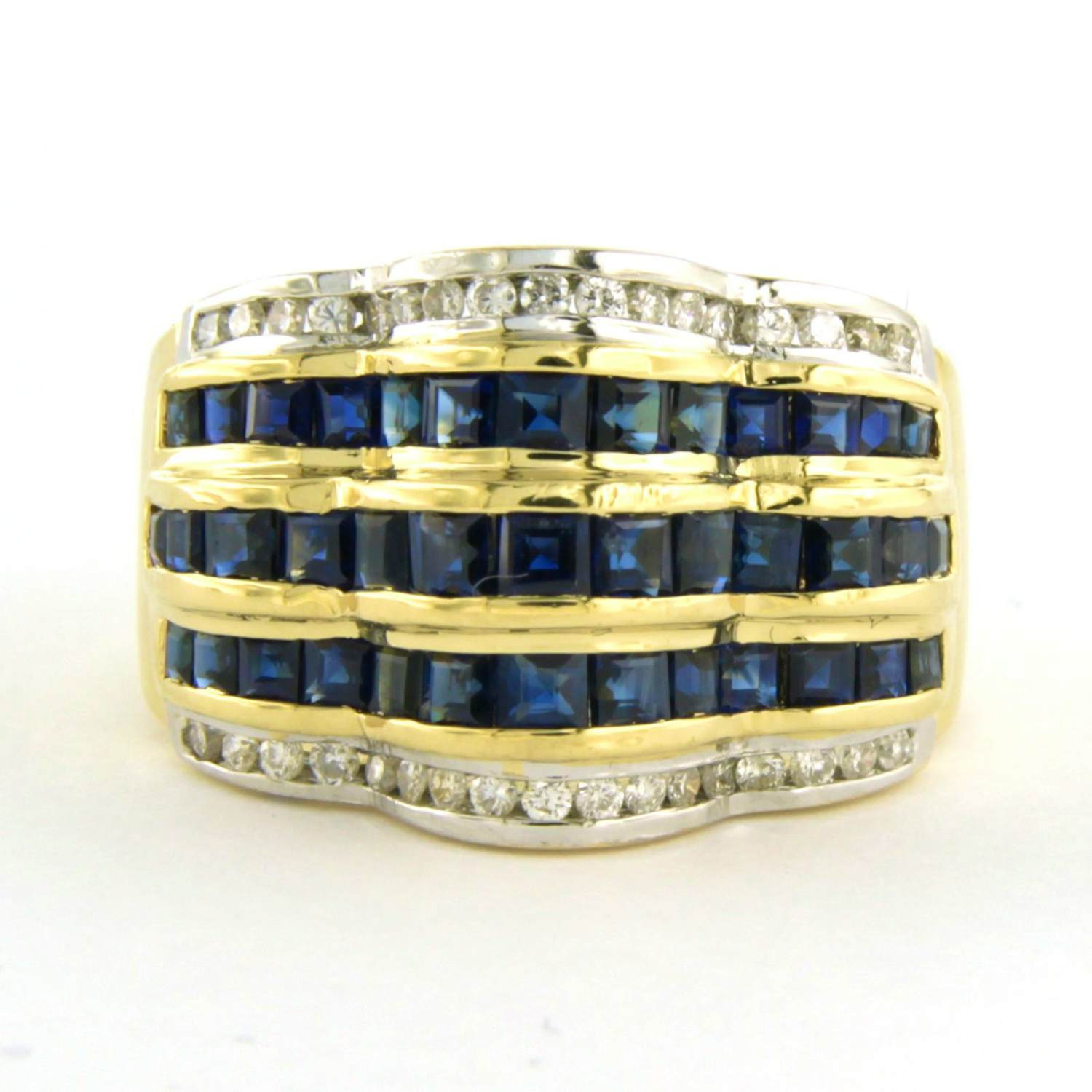 18k gouden ring met saffier en briljant geslepen diamant tot. 0.20ct kopen? Bied vanaf 1000!