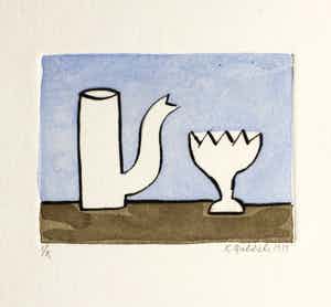 Klaas Gubbels - ets met aquarel ingekleurd - oplage X verkocht voor € 225!