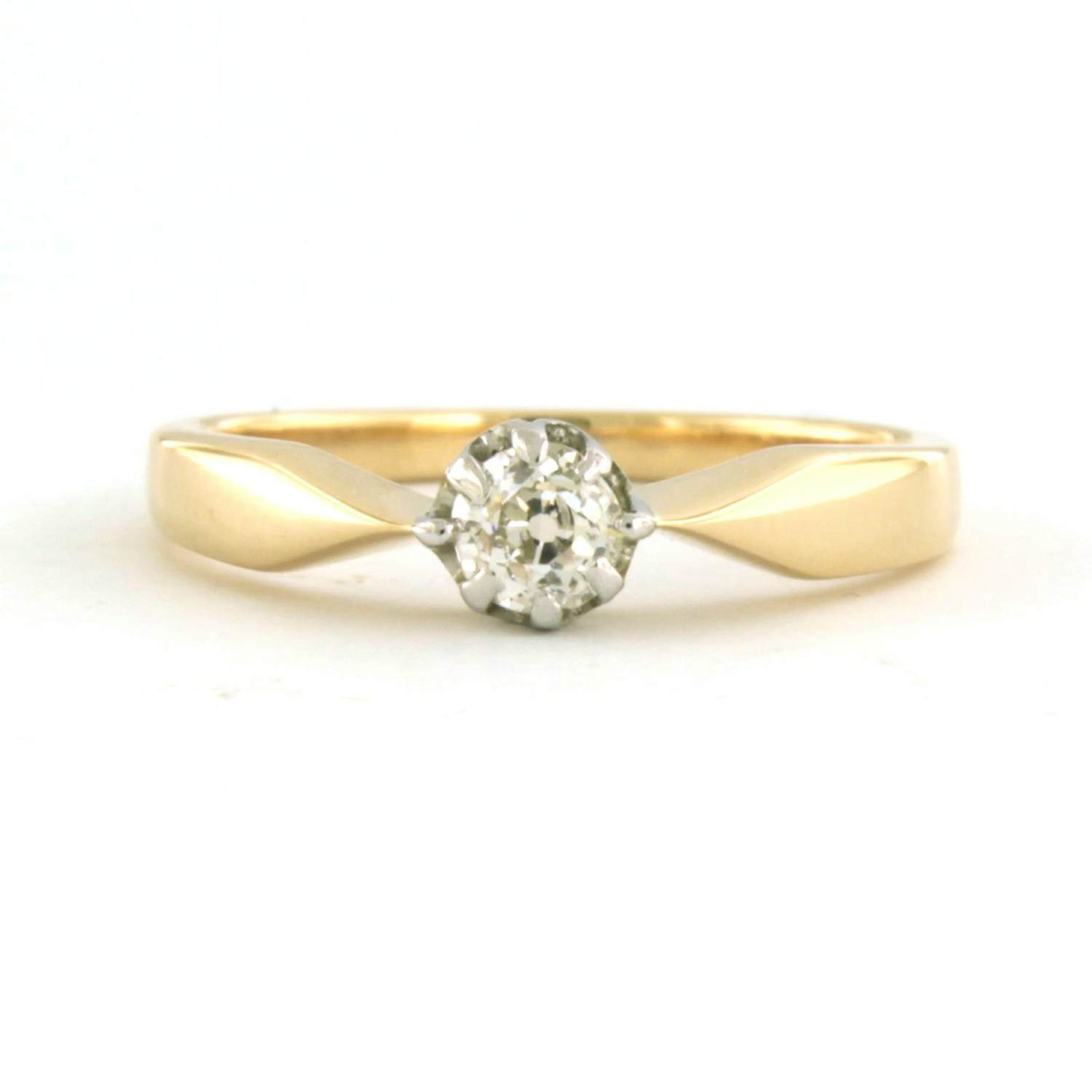 14k gouden gouden solitair ring met bolsjewiek geslepen diamant tot. 0,25ct verkocht voor € 310!
