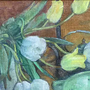 Roelof Klein - Stilleven met tulpen in pastelkleuren kopen? Bied vanaf 125!