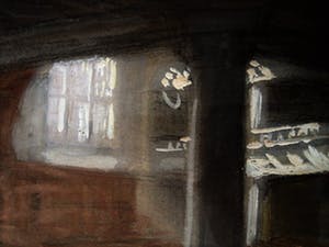 Gerke Henkes - "Meester van het verstilde interieur" AQUAREL "invallend licht lege Kerk" gesig. kopen? Bied vanaf 10!