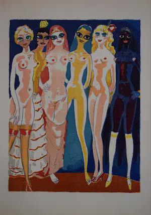 Kees van Dongen - Houtgravure - Les six adolescentes kopen? Bied vanaf 50!