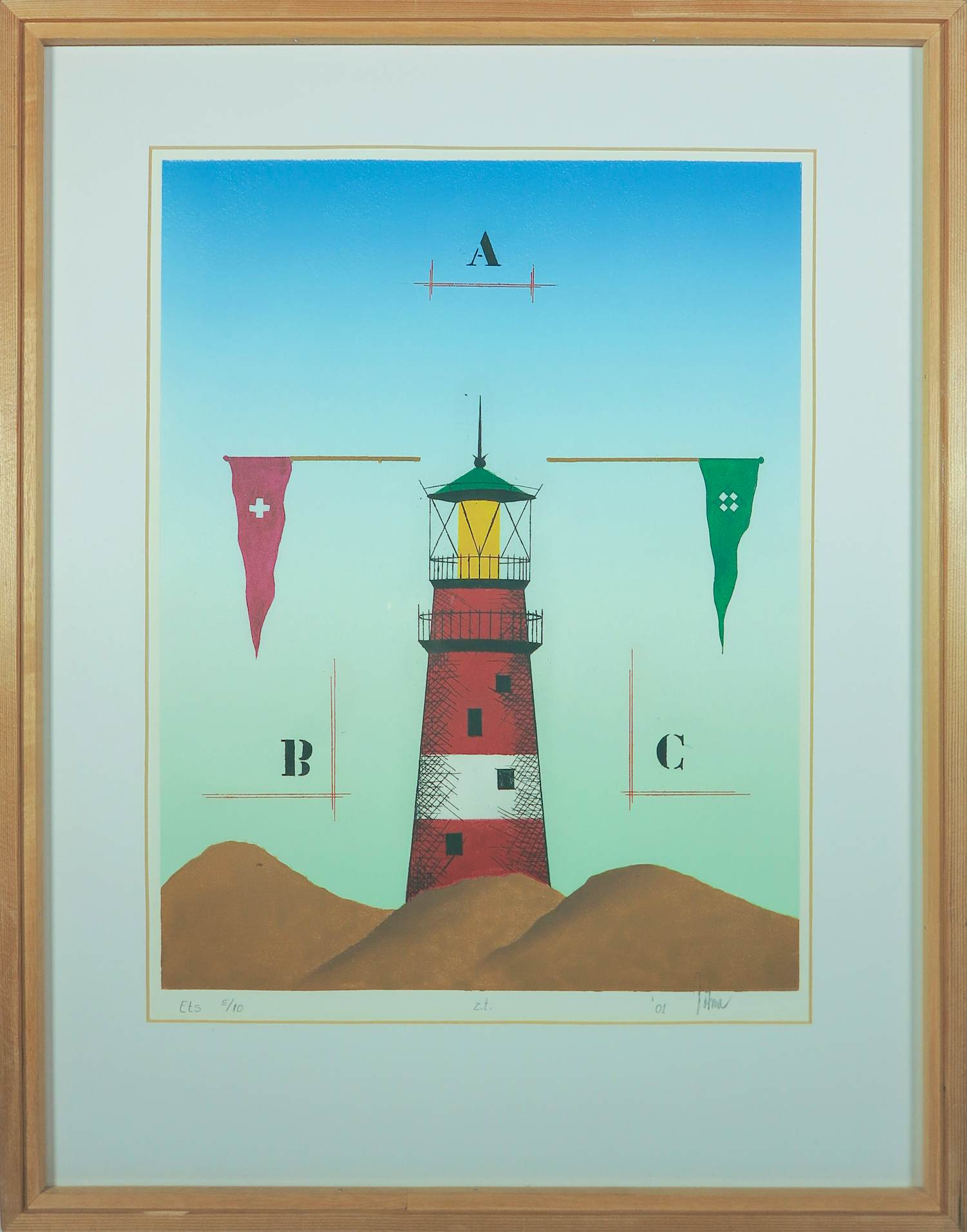 Helmut Böhm - Ets, ABC - Ingelijst verkocht voor € 20!