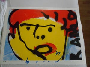 Herman Brood - Zeldzame hand gesigneerde zeefdruk : 'Ramp' kopen? Bied vanaf 175!