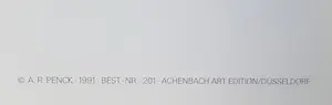 A.R. Penck - nach 'Die Zukunft des Emigranten', großes Farboffset (1991), im Druck signiert kopen? Bied vanaf 68!