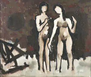 Jelle Hoogstra - Aquarel, Man en vrouw - Ingelijst kopen? Bied vanaf 1!