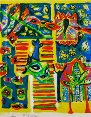 Gertie Janssen - Gouache en potlood op papier, Drieluik, I, II, III - Ingelijst kopen? Bied vanaf 100!