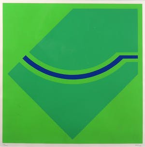 Niet of onleesbaar gesigneerd - Zeefdruk, Abstract groen - Ingelijst kopen? Bied vanaf 1!