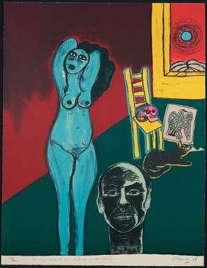 Corneille - Litho, Autoportrait au crâne Mexicain kopen? Bied vanaf 1!
